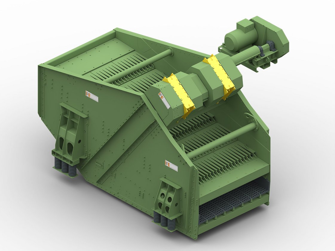 Projekt 3D liniowego przesiewacza wibracyjnego w wersji dwupokładowej